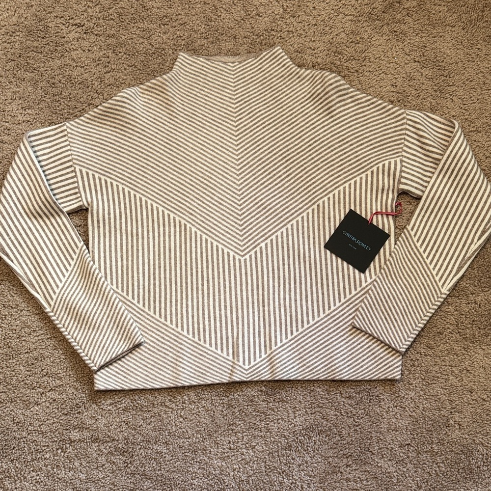 Cynthia Rowley Cream and White Striped Sweater